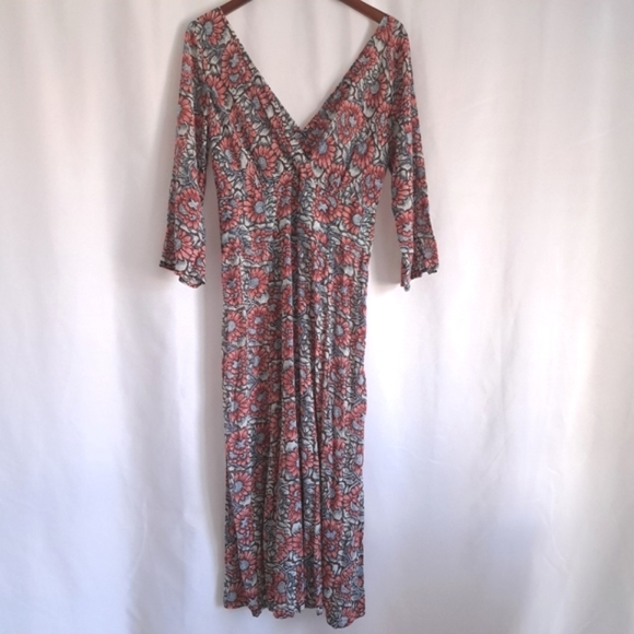 Anokhi Surplice Floral Print Midi Dress - Picture 2 of 13